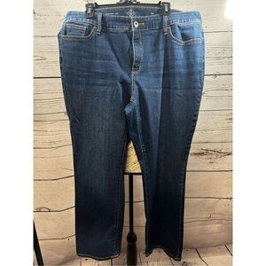 St John's Bay Womens 18W Straight Leg Jeans Dark Wash Classic Fit Cotton Blend